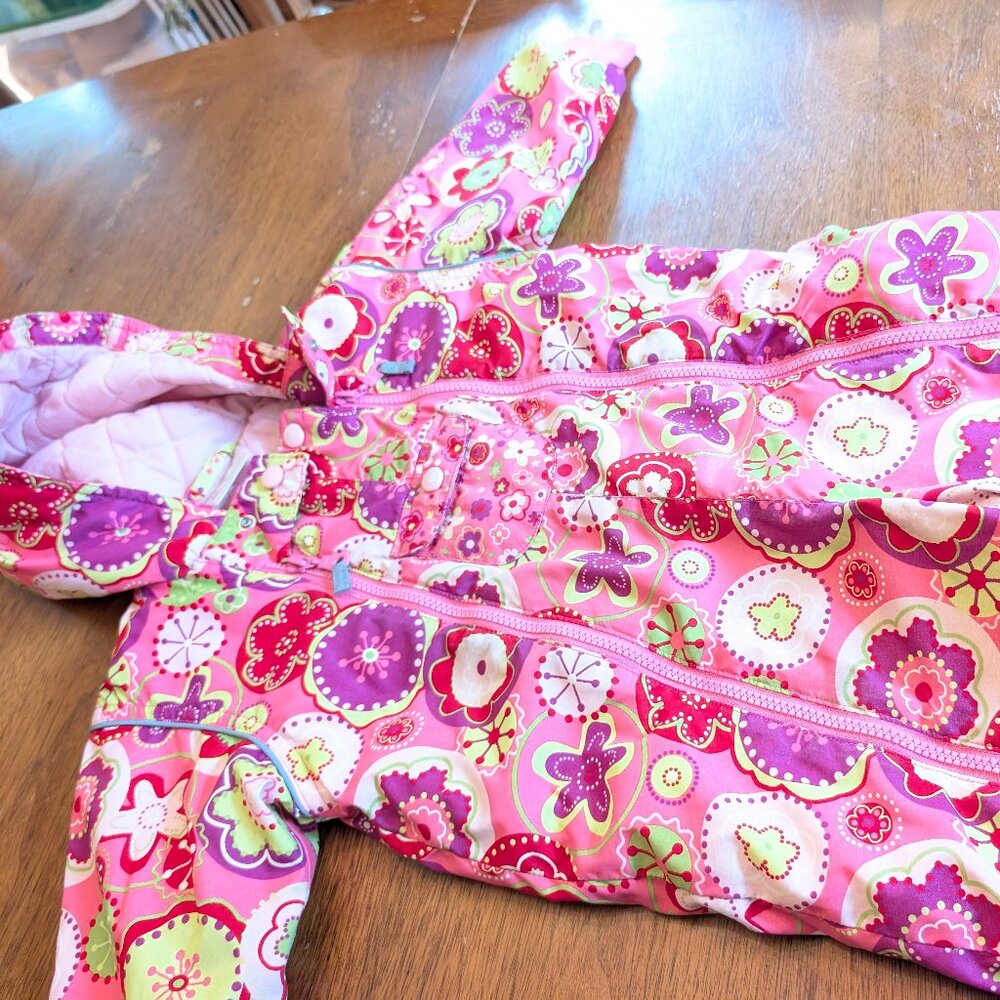 3T Hanna Andersson, girls snowsuit, pink flower snowsuit, all in one